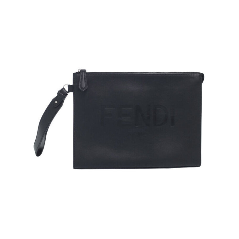 FENDI Logo Embossed Clutch Bag